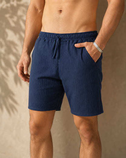 Linen Short - Navy Blue