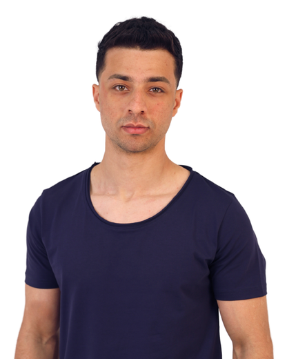 Basic Wide Neck Tee - Navy Blue