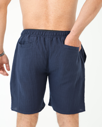 Linen Short - Navy Blue