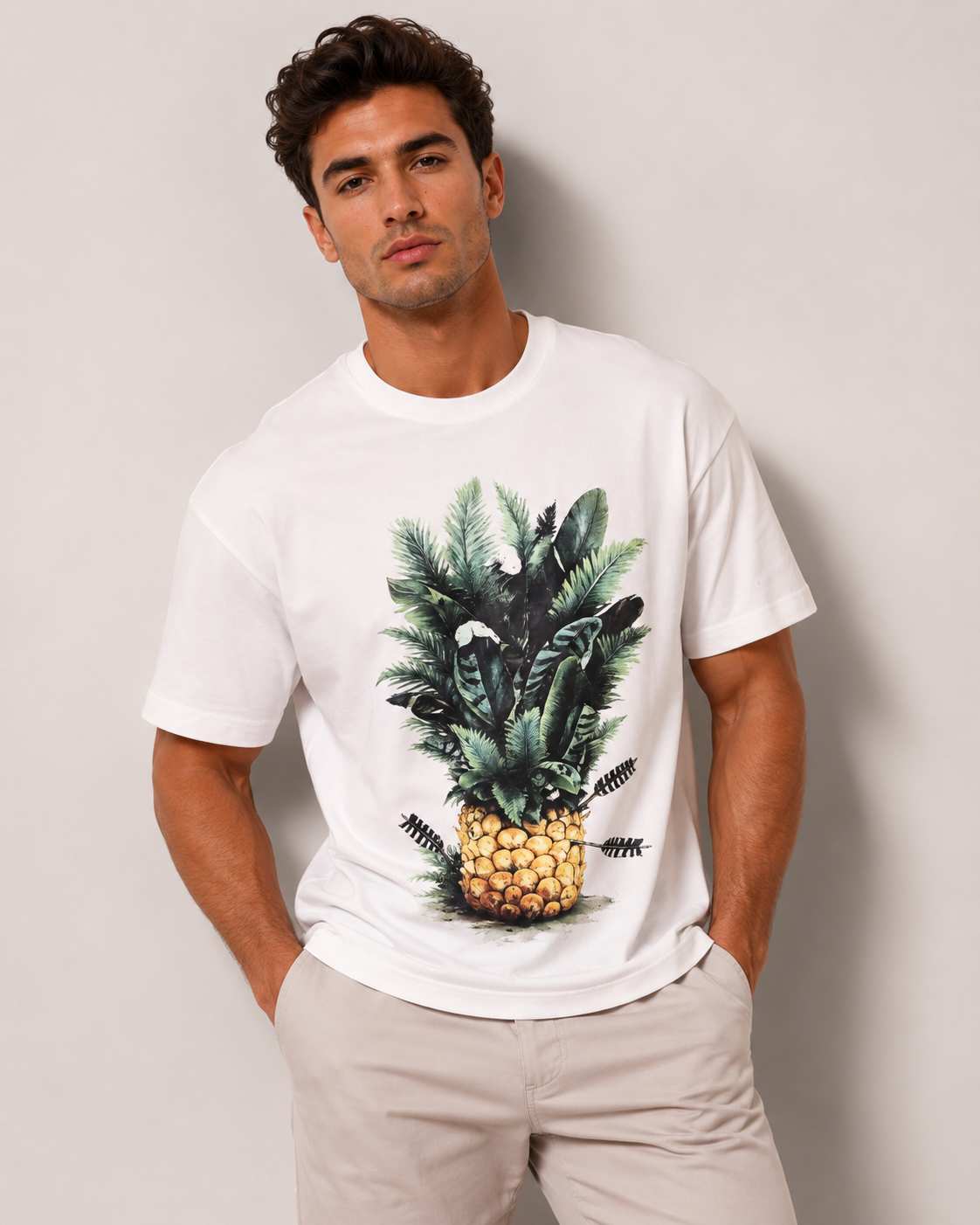 Over Sized T-Shirt - Pineapple Print