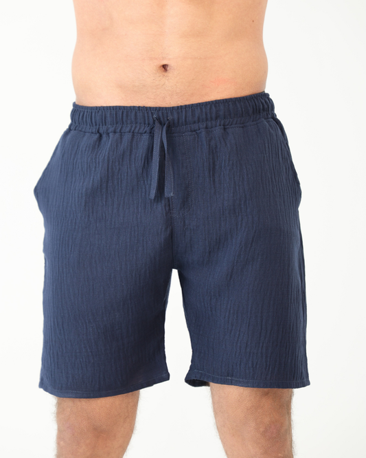 Linen Short - Navy Blue