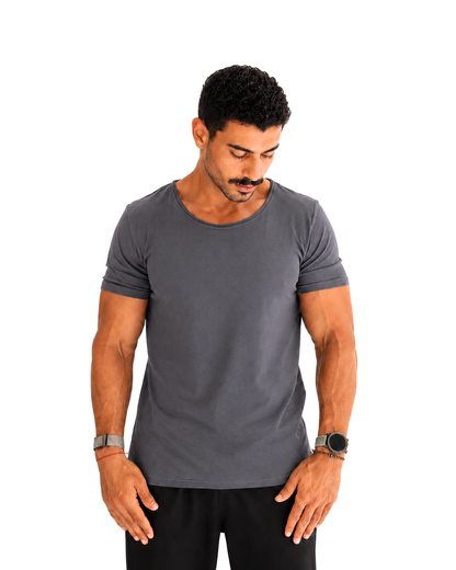 Basic Wide Neck Tee - Grey