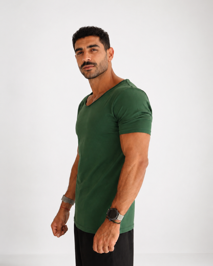 Basic Wide Neck Tee - Green