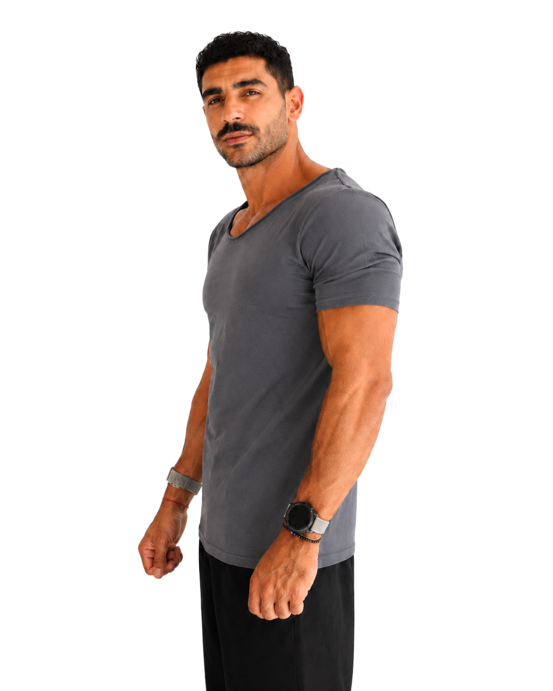 Basic Wide Neck Tee - Grey