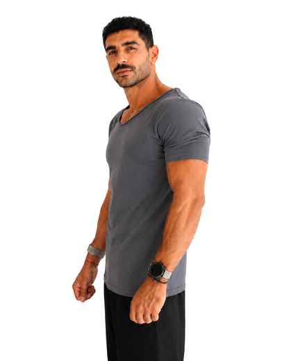 Basic Wide Neck Tee - Grey