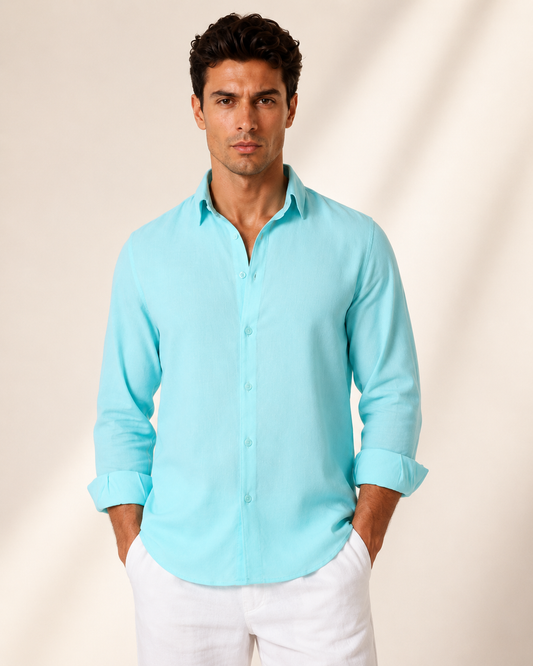 Linen Shirt - Aqua