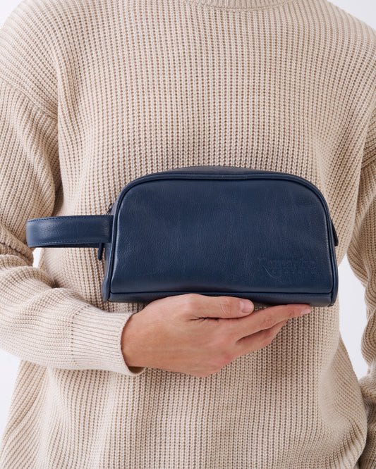 Handmade Clutch Bag High-Quality Leather Handbag - Navy