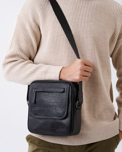 Crafted Cross Bag from genuine natural leather - Black