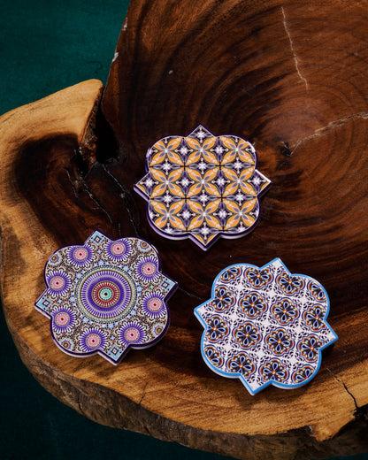 Stylish Wooden Cup Coasters – Set of 3 - Islamic Shape