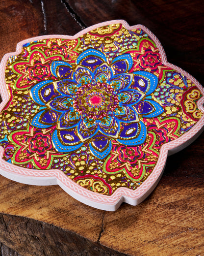 Stylish Wooden Cup Coasters – Set of 3 - Flower Shape