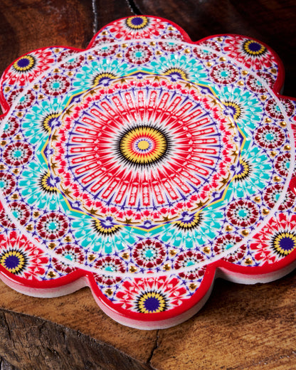 Stylish Wooden Cup Coasters – Set of 3 - Flower Shape