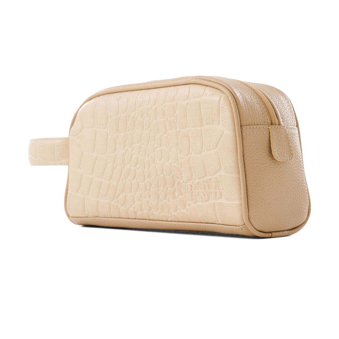 Handmade Clutch Bag High-Quality Leather Handbag - Beige