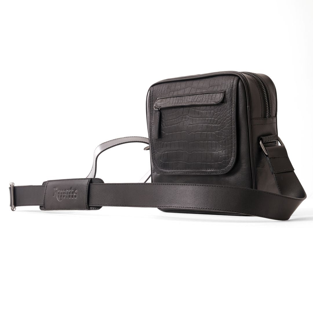 Crafted Cross Bag from genuine natural leather - Black